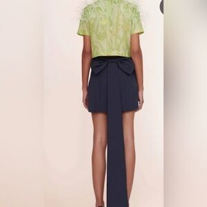 1070. NWT Staud Navy Valery Bow Sash Mini Skirt, Size 6